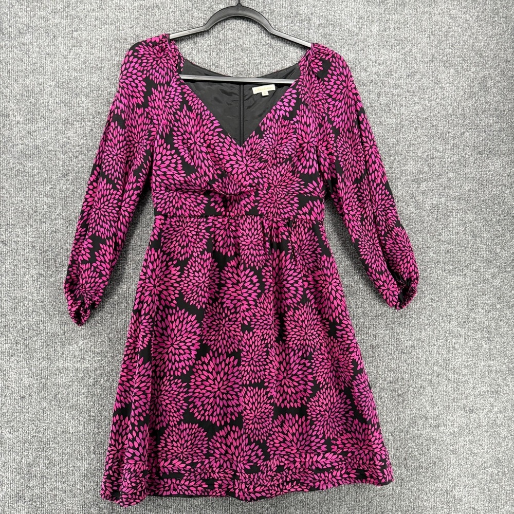 Shoshanna Dress Womens 2 100% Silk Floral V-Neck Chic Elegant Cocktail Evening